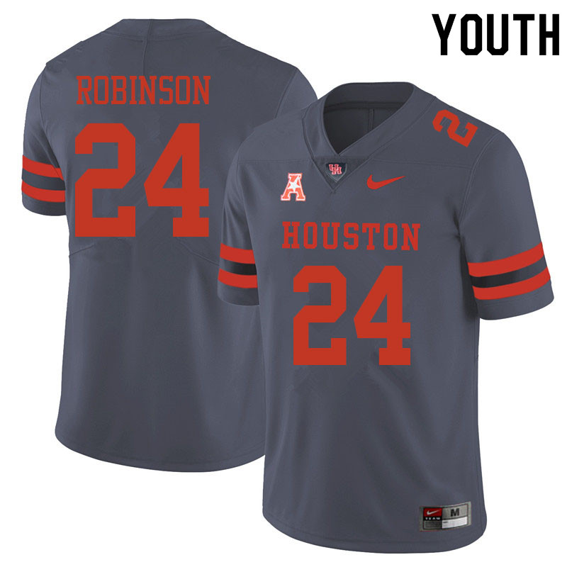 Youth #24 Malik Robinson Houston Cougars College Football Jerseys Sale-Gray